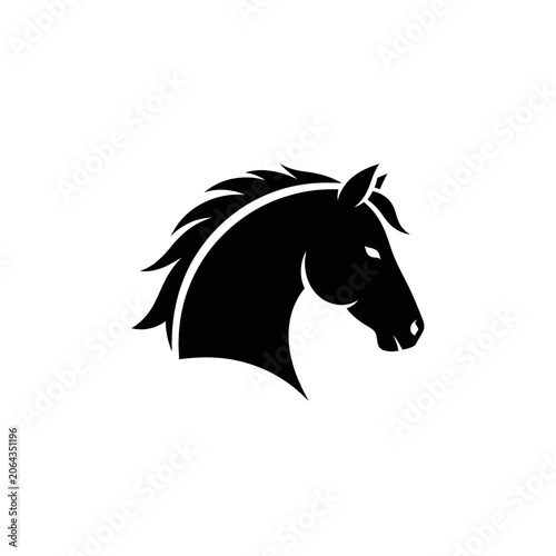 Minimalist black horse head profile silhouette logo icon