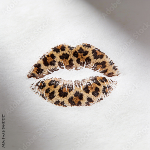 Stylish leopard print lips design for fashion and beauty themes
