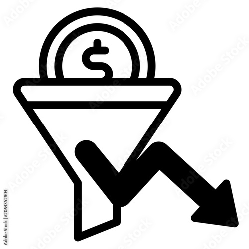  Coin Loss Icon, Gradient style icon vector illustration, Suitable for website, mobile app, print, presentation, infographic and any other project.