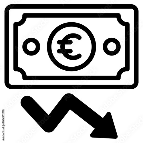  Money Decrease Icon, Gradient style icon vector illustration, Suitable for website, mobile app, print, presentation, infographic and any other project.
