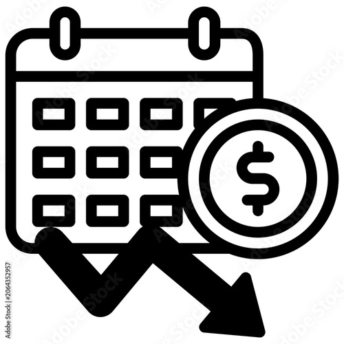  budget planning Icon, Filled Line style icon vector illustration, Suitable for website, mobile app, print, presentation, infographic and any other project.