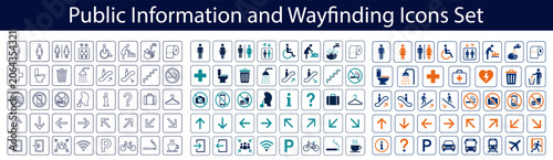 Public information and wayfinding icons set