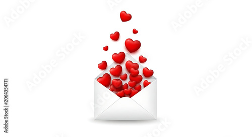 White envelope overflowing with red hearts love 1