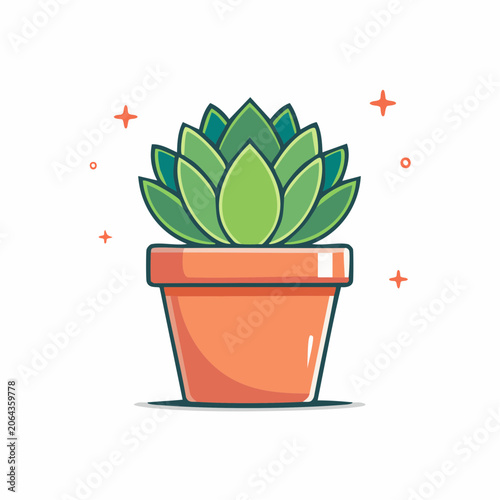 Stylized Succulent Plant in Orange Pot