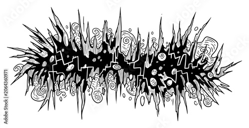 Foto Abstract sharp jagged shapes with explosive swirl patterns in expressive ink sty