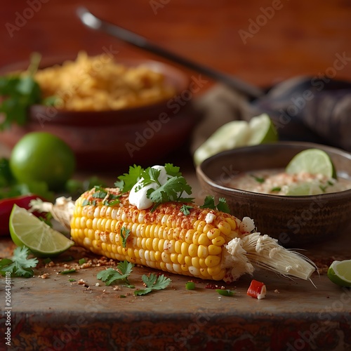 Grilled Mexican Street Corn with Lime, Cilantro and Traditional Elote Toppings