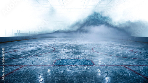 Hockey ice rink sport arena empty field - stadium isolated copyspace