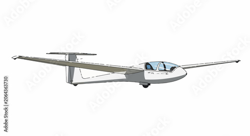 A sleek white glider with a streamlined body and long wings