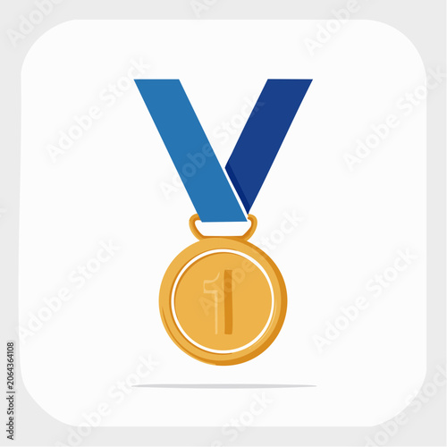 Gold Medal with Number 1 and Blue Ribbon