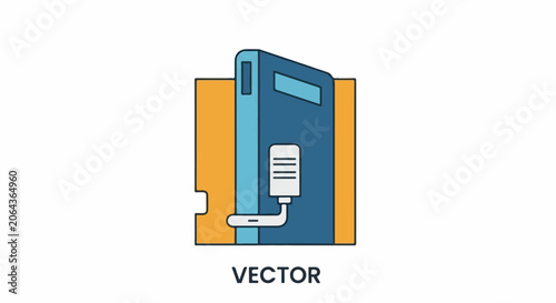 A blue and yellow folder with a white document icon
