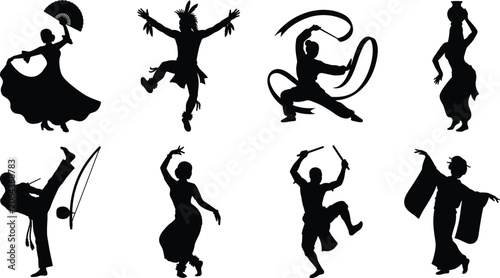 Foto World Dance and Cultural Performance Silhouettes Collection with Traditional Art