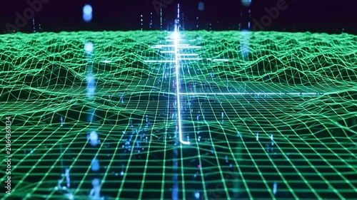 Futuristic grid network with glowing lines.