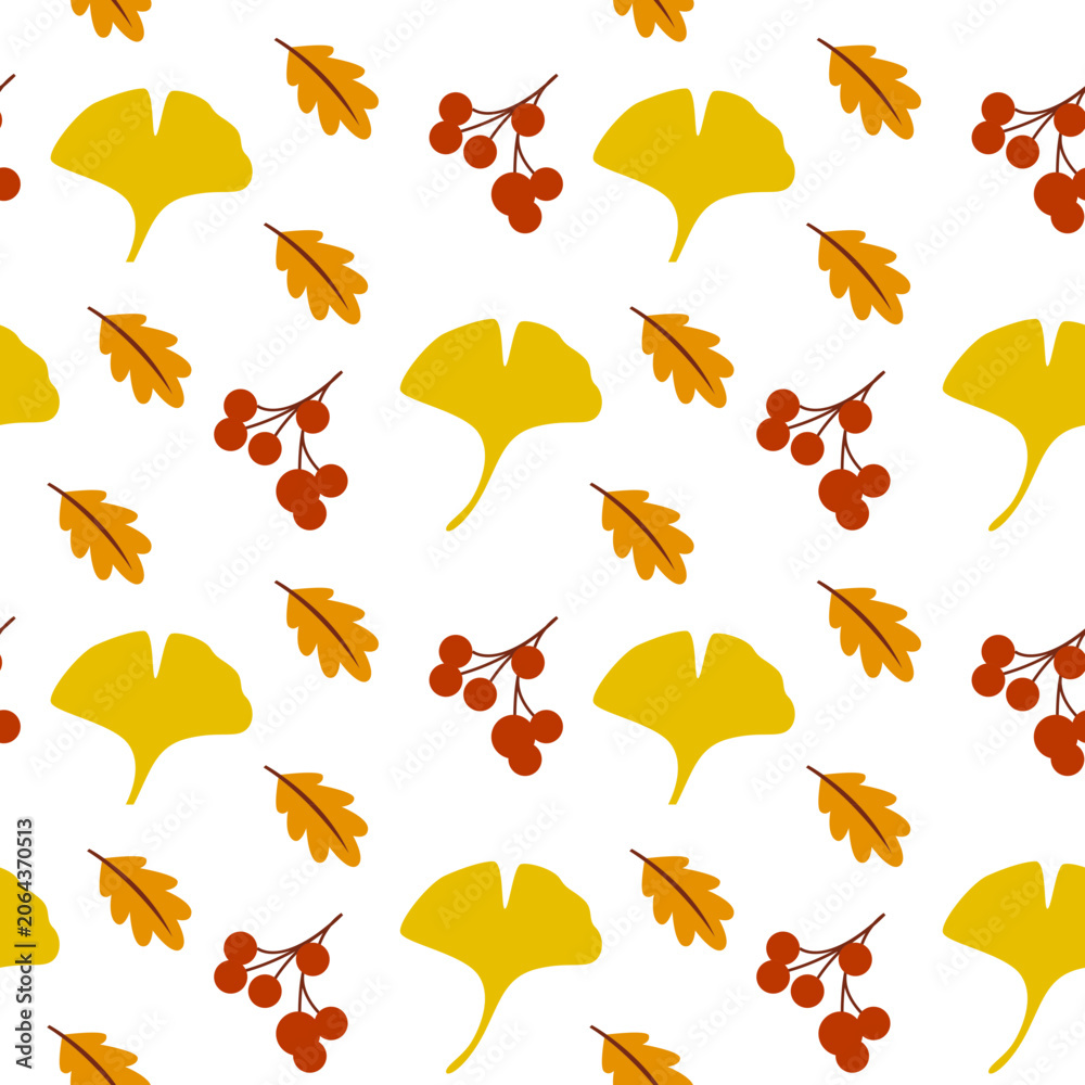 Obraz premium Autumn Leaves Pattern Background for Thanksgiving and Fall Season. Vector Isolated