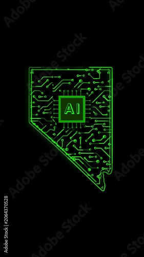 Mobile Vertical Resolution, 2160x3840 Pixels, Nevada State (USA) Map Chipset Technology Opener, Suitable for USA Elections, US Events, Tech Events and Artificial Intelligence Presentations
