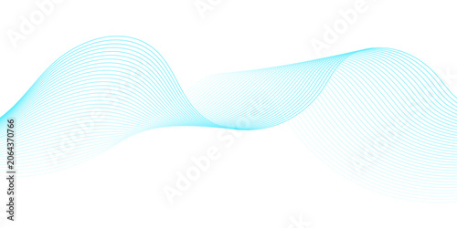 Photos Abstract minimalist blue and cyan flowing wave lines forming elegant digital soundwave frequency curves on transparent background for modern technology vector banner artwork