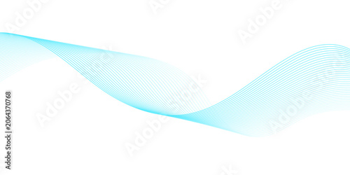 Schilderij op canvas Abstract minimalist blue and cyan flowing wave lines forming elegant digital soundwave frequency curves on transparent background for modern technology vector banner artwork