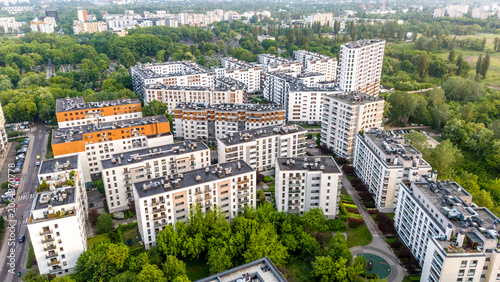 Aerial photo of a modern residential area, Warsaw, Poland (Wola district)