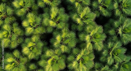Aerial View of a Lush Green Palm Tree Canopy