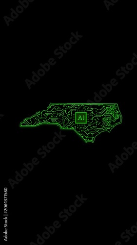 Mobile Vertical Resolution, 2160x3840 Pixels, North Carolina State (USA) Map Chipset Technology Opener, 
Suitable for USA Elections, US Events, Tech Events and Artificial Intelligence Presentations