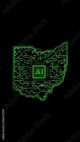 Mobile Vertical Resolution, 2160x3840 Pixels, Ohio State (USA) Map Chipset Technology Opener, 
Suitable for USA Elections, US Events, Tech Events and Artificial Intelligence Presentations