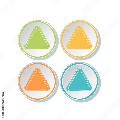 Colorful Triangle Icons in Circles