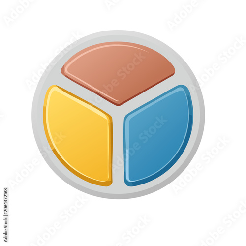 Colorful pie chart icon with three segments