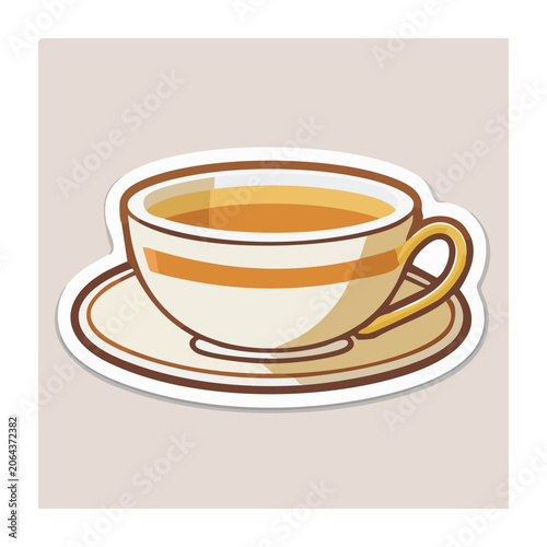 Flat design illustration of tea cup and saucer