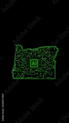 Mobile Vertical Resolution, 2160x3840 Pixels, Oregon State (USA) Map Chipset Technology Opener, 
Suitable for USA Elections, US Events, Tech Events and Artificial Intelligence Presentations