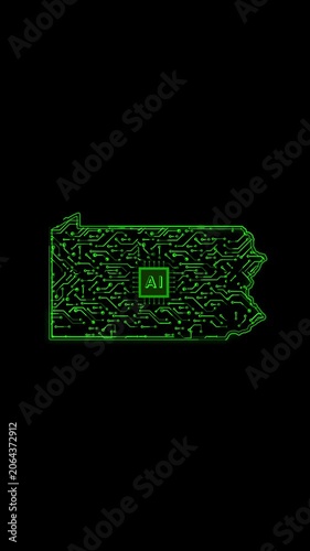 Mobile Vertical Resolution, 2160x3840 Pixels, Pennsylvania State (USA) Map Chipset Technology Opener, 
Suitable for USA Elections, US Events, Tech Events and Artificial Intelligence Presentations