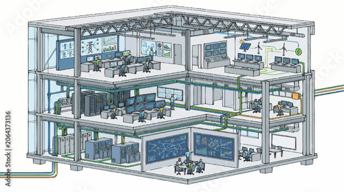 Obraz na płótnie Industrial facility interior with machinery.