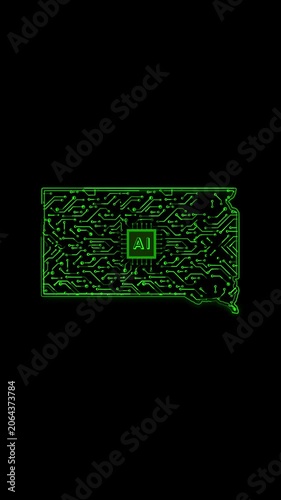 Mobile Vertical Resolution, 2160x3840 Pixels, South Dakota State (USA) Map Chipset Technology Opener, 
Suitable for USA Elections, US Events, Tech Events and Artificial Intelligence Presentations