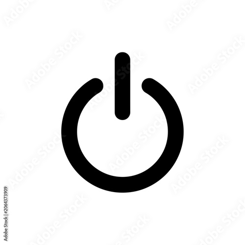 Black Power Button Icon on White Background - Start, Stop, On, Off Symbol