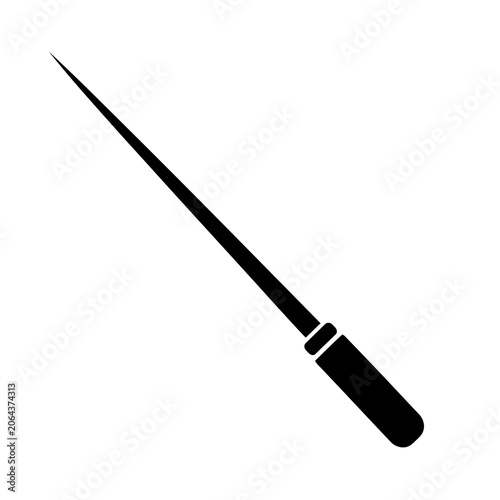 Photography Black conductor's baton, isolated on white background, symbol of music and perfo