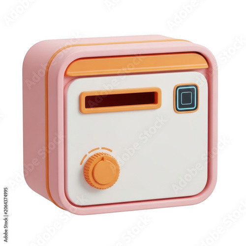 Orange emergency alarm button on a white wall isolated on transparent background