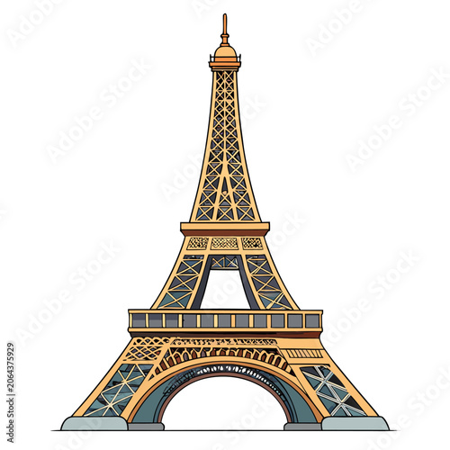 Eiffel Tower Illustration A Detailed Vector Depiction With A White Background paris france