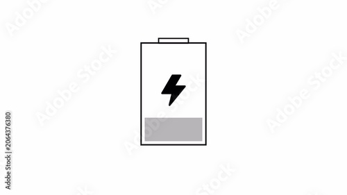 Mobile phone battery low warning blink animation transparent background alpha channel, ideal for digital and tech-themed projects.4k video