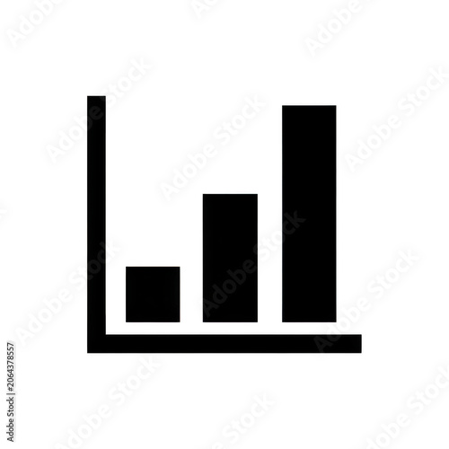Simple bar chart with upward growth trend in black and white isolated on transparent background