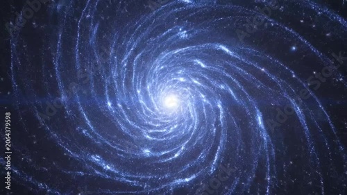 Spiral galaxy with bright blue stars.
