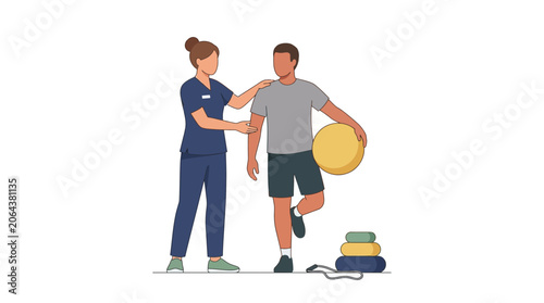 Physical Therapist Helping Patient with Rehabilitation Exercises
