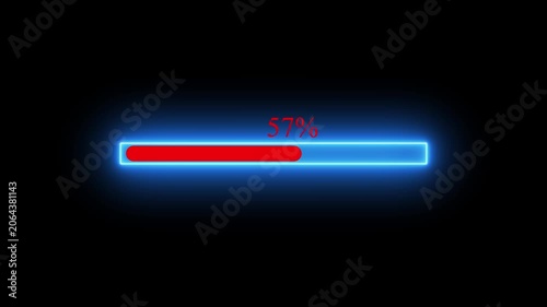 Neon Progress Bar Animation,Energy Transformation Blue Neon Loading Bar,Eco Future Green Neon Progress Bar