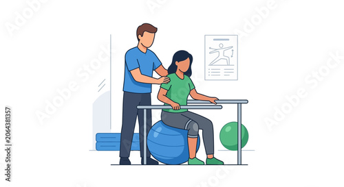 Physical Therapist Helping Patient with Rehabilitation Exercises