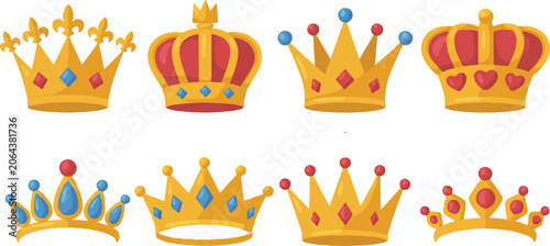 Schilderij op canvas Royal golden crowns with precious gems and jewels regal symbols of power wealth monarchy regal