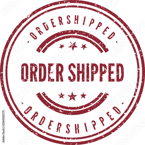 Obraz na plátně Distressed red circular stamp indicating a business order has been shipped for d