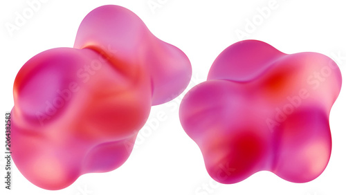 Fotografía Abstract AI transformation blob, fluid morphing organic 3D shape isolated on transparent background,  pink, red, purple gradients, futuristic morphing liquid form