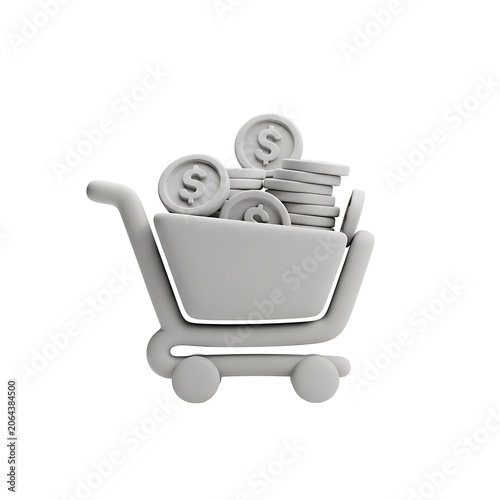 Shopping Cart with Stacked Coins