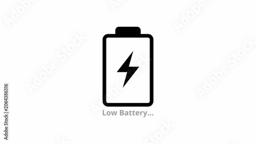 Mobile phone battery low warning blink animation transparent background alpha channel, ideal for digital and tech-themed projects.4k video