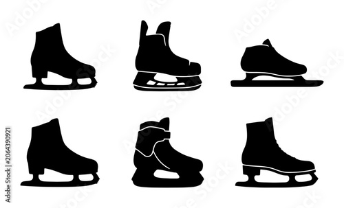 Ice Skates Collection Silhouette Icons