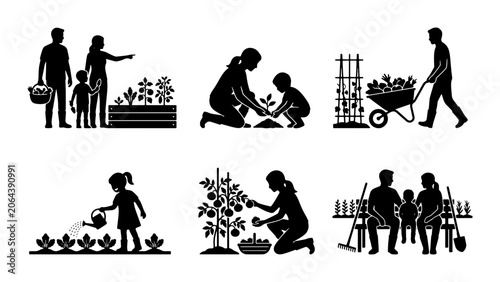 Family Gardening Activities Icons