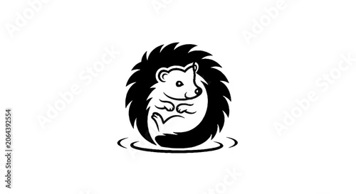 Black and white hedgehog silhouette illustration.