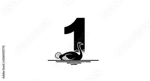 Elegant swan silhouette with number one design.